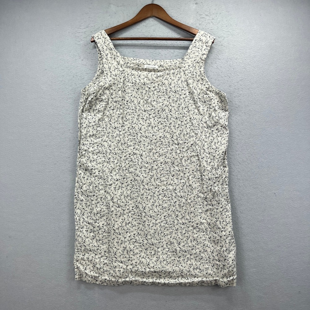 Jones New York Sport Tank Tunic Womens XL Beige Floral Linen Sleeveless Casual